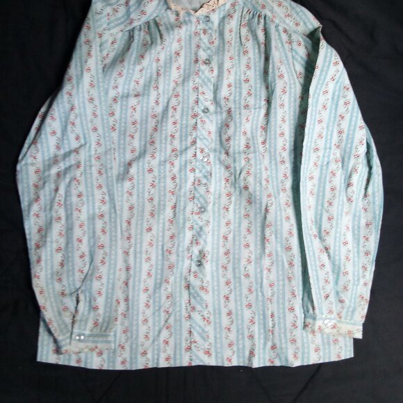 Vintage Changing Scene Floral Pearl Snap Lace Collar Shirt - Picture 3 of 6